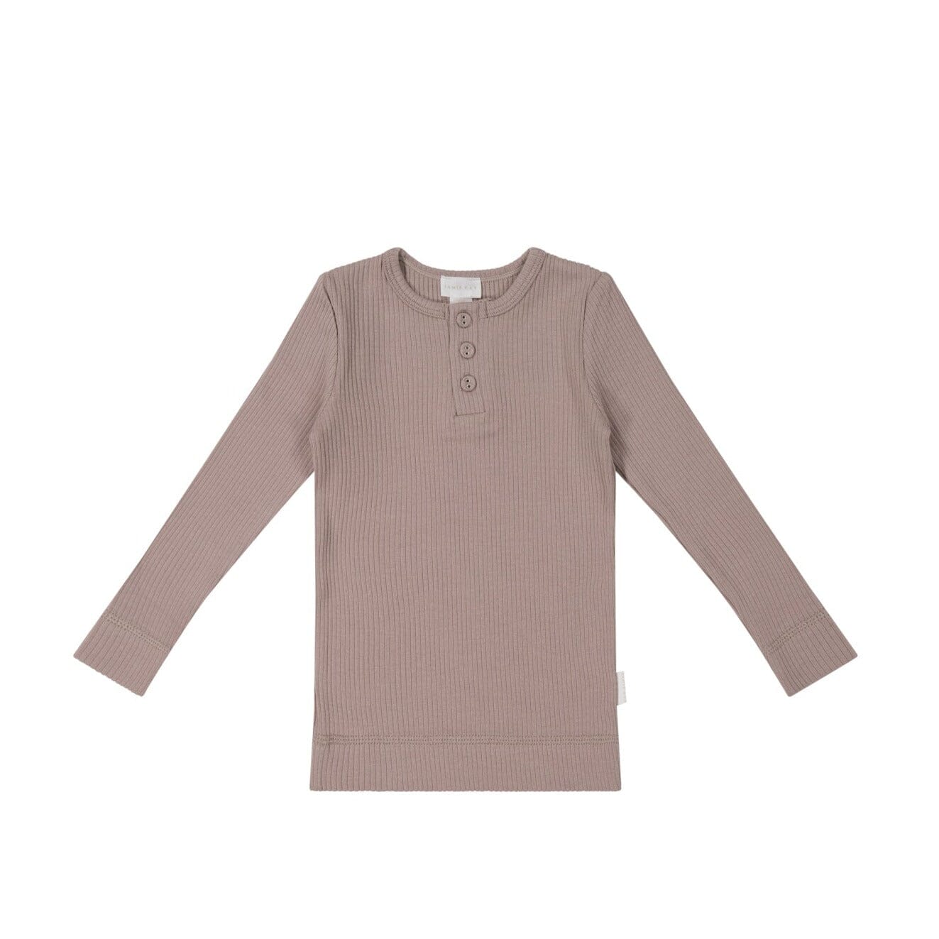 Jamie Kay Organic Cotton Modal Long Sleeve Henley - Softest Mauve Long Sleeve Top Jamie Kay 