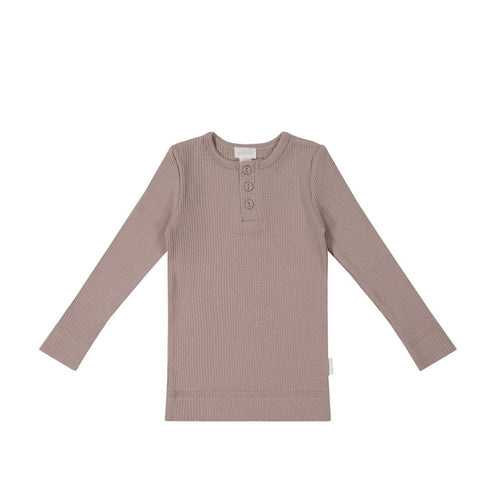 Jamie Kay Modal Long Sleeve Henley - Softest Mauve - Organic Cotton