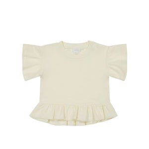 Jamie Kay Courtney Ruffle Top - Egret - Pima Cotton