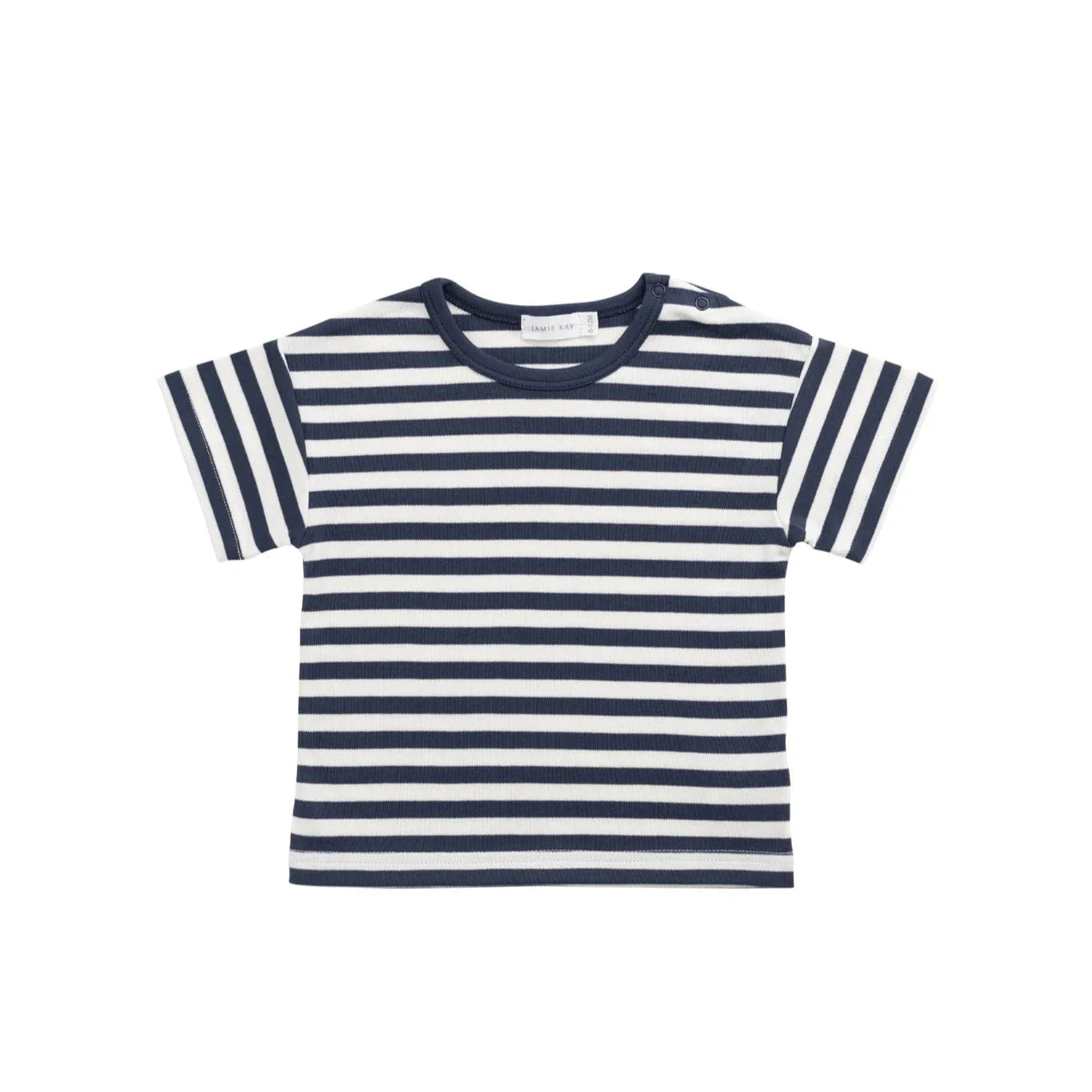 Jamie Kay Pima Cotton Hunter Tee - Essential Stripe Charter/Cloud Short Sleeve T-Shirt Jamie Kay 