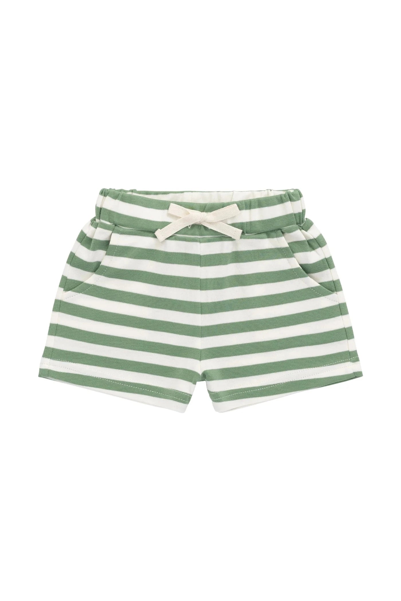 Jamie Kay Pima Cotton Wesley Short - Essential Stripe Parchment/Snow Pea Shorts Cherrie Baby Boutique 
