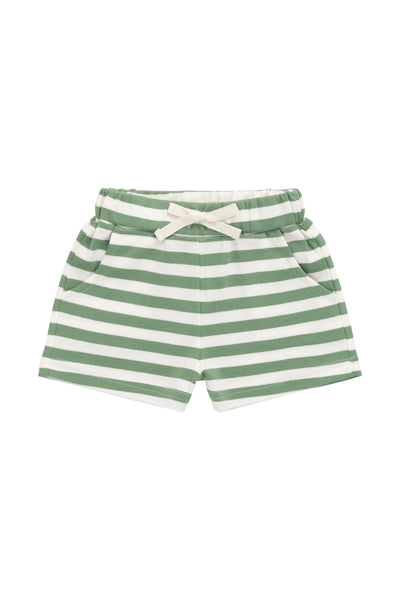 Jamie Kay Pima Cotton Wesley Short - Essential Stripe Parchment/Snow Pea Shorts Cherrie Baby Boutique 