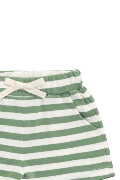 Jamie Kay Pima Cotton Wesley Short - Essential Stripe Parchment/Snow Pea Shorts Cherrie Baby Boutique 
