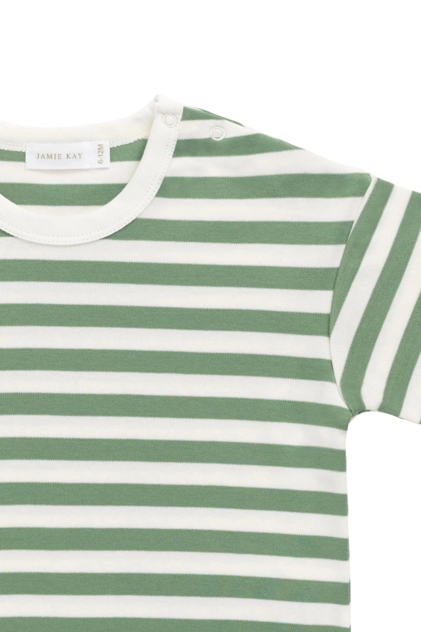 Jamie Kay Pima Cotton Wesley Tee - Essential Stripe Parchment/Snow Pea Short Sleeve T-Shirt Jamie Kay 
