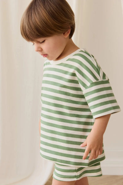 Jamie Kay Pima Cotton Wesley Tee - Essential Stripe Parchment/Snow Pea Short Sleeve T-Shirt Jamie Kay 