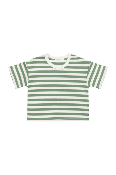 Jamie Kay Pima Cotton Wesley Tee - Essential Stripe Parchment/Snow Pea Short Sleeve T-Shirt Jamie Kay 