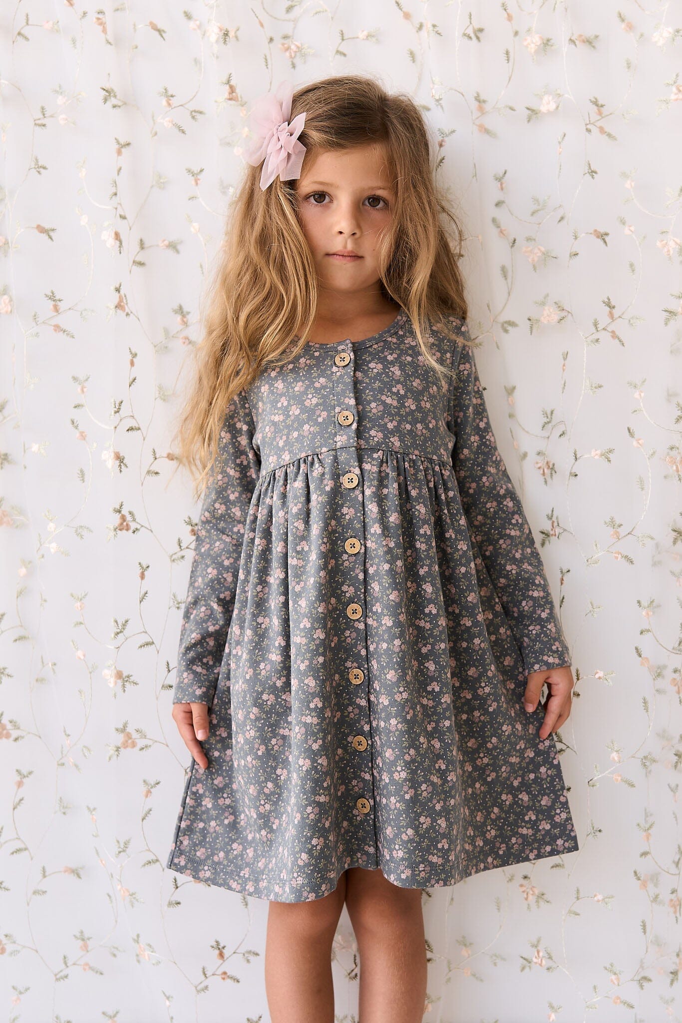 Jamie Kay Poppy Dress - Rosalie Floral Lava - Organic Cotton Long Sleeve Dress Jamie Kay 