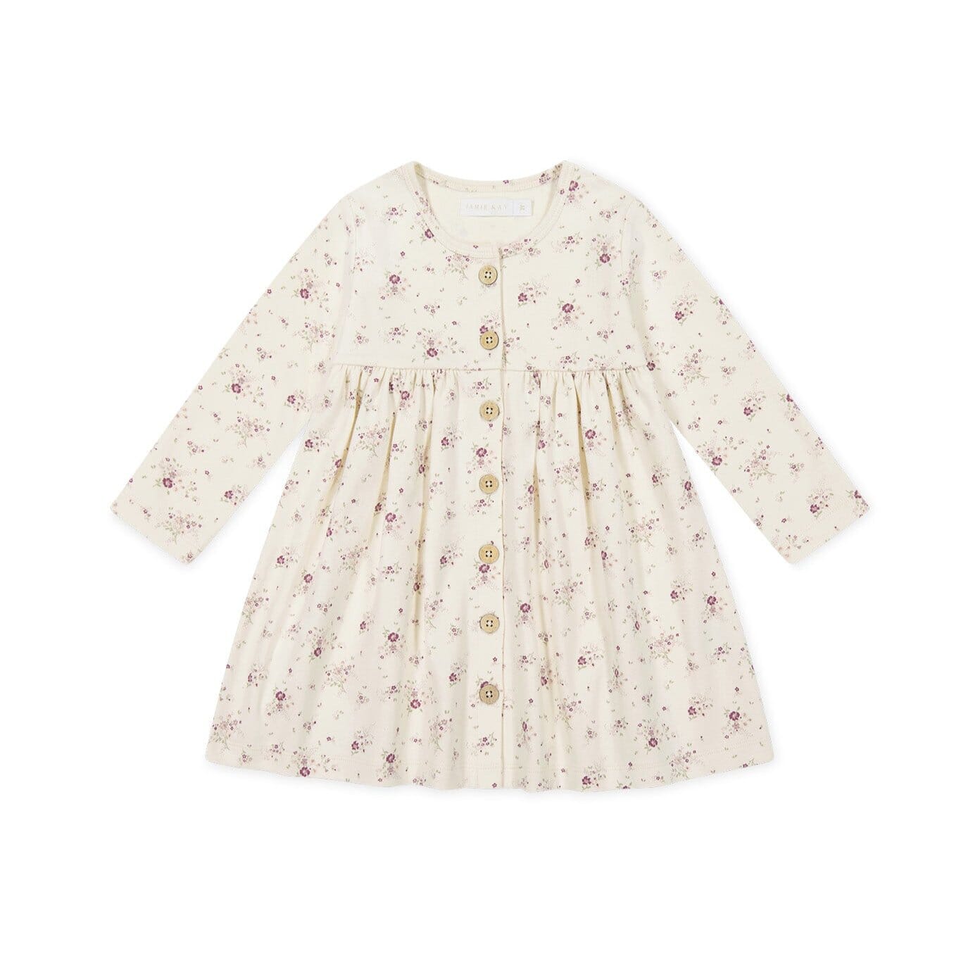 Jamie Kay Poppy Dress - Sweet William Floral Natural - Organic Cotton Long Sleeve Dress Jamie Kay 