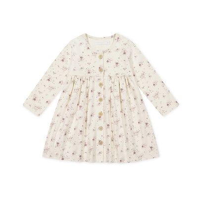 Jamie Kay Poppy Dress - Sweet William Floral Natural - Organic Cotton Long Sleeve Dress Jamie Kay 