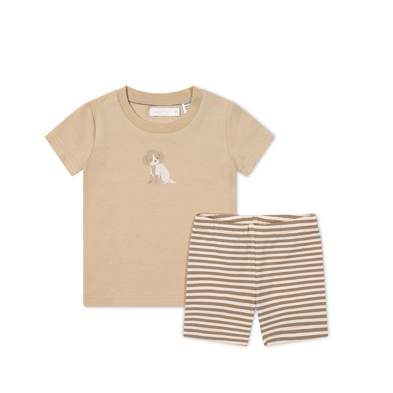 Jamie Kay Short Sleeve Pyjama Set - Cashew/Narrow Stripe Sepia Short Sleeve Pyjamas Jamie Kay 