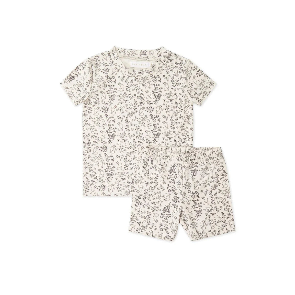 Jamie Kay Skye Short Sleeve Pyjama Set | Garden Bunnies Tofu - Organic Cotton Short Sleeve Pyjamas Jamie Kay 