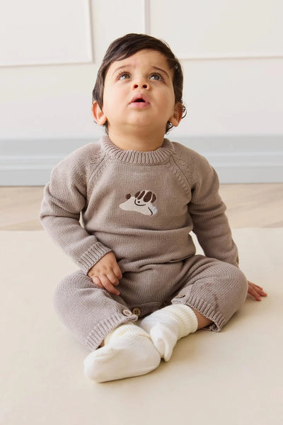 Jamie Kay Theo Knit Onepiece - Sasha Puppy Tofu - Organic Cotton Onepiece Jamie Kay 