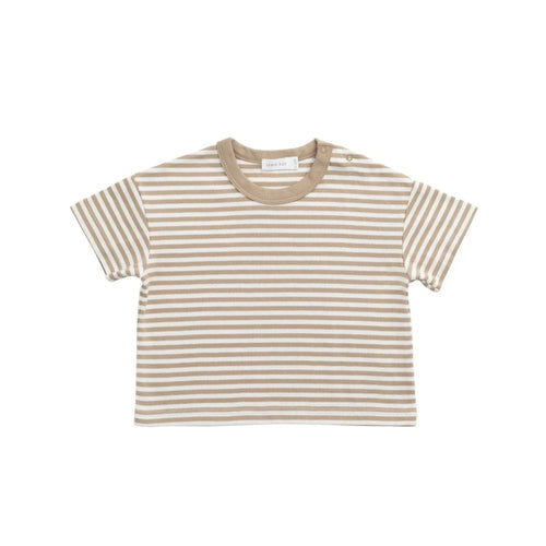 Jamie Kay Wesley Tee - Slim Stripe Brioche/Cloud - Pima Cotton - PREORDER