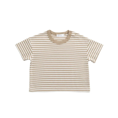 Jamie Kay Wesley Tee - Slim Stripe Brioche/Cloud - Pima Cotton Short Sleeve Top Jamie Kay 