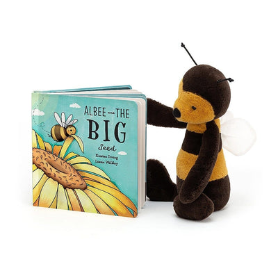 Jellycat Albee And The Big Seed Book And Bashful Bee Medium Bundle Jellycat 