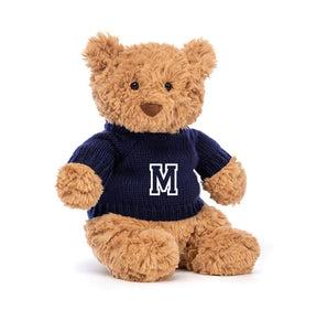 Jellycat Bartholomew Bear Medium - With Navy Varsity Jumper