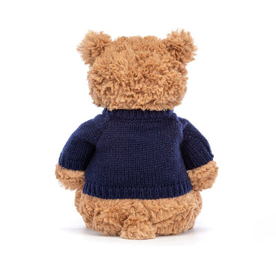 Jellycat Bartholomew Bear Medium - With Navy Varsity Jumper Soft Toy Jellycat 