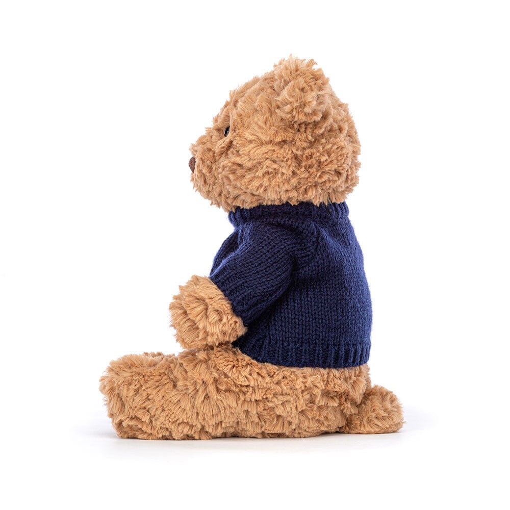 Jellycat Bartholomew Bear Medium - With Navy Varsity Jumper Soft Toy Jellycat 