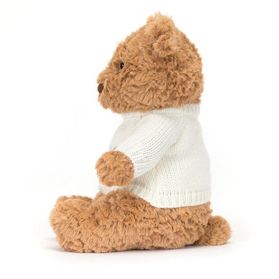 Jellycat Bartholomew Bear Medium - With Personalised Cream Jumper Soft Toy Jellycat 