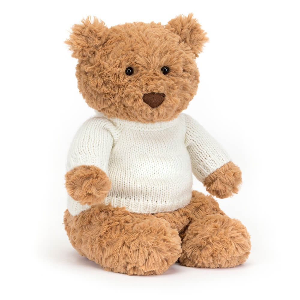 Jellycat Bartholomew Bear Medium - With Personalised Cream Jumper Soft Toy Jellycat 