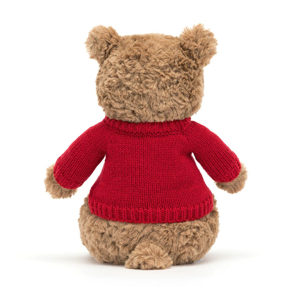 Jellycat Bartholomew Bear Medium - With Personalised Red Jumper Soft Toy Jellycat 