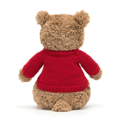 Jellycat Bartholomew Bear Medium - With Personalised Red Jumper Soft Toy Jellycat 