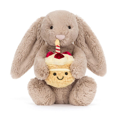 Jellycat Bashful - Beige Birthday Bunny Soft Toy Jellycat 