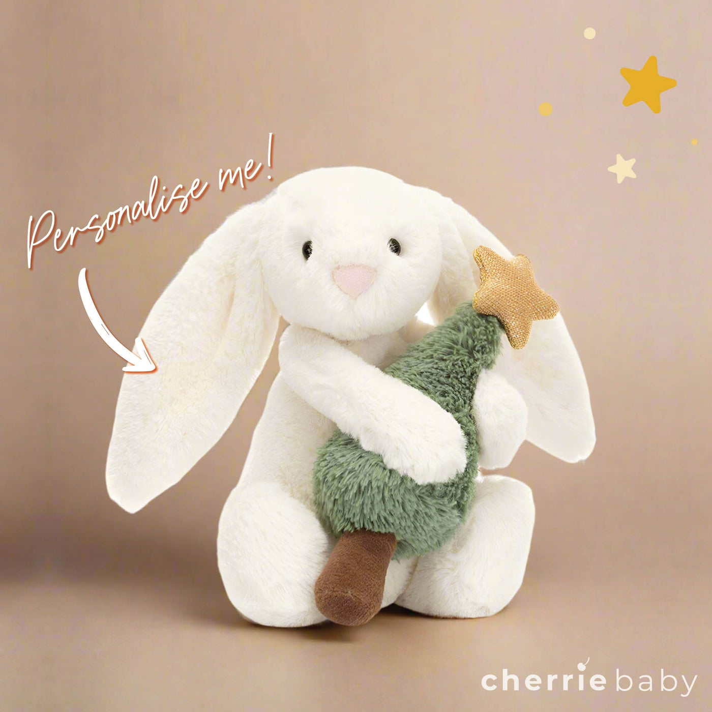 Jellycat Bashful - Bunny with Christmas Tree Soft Toy Jellycat 