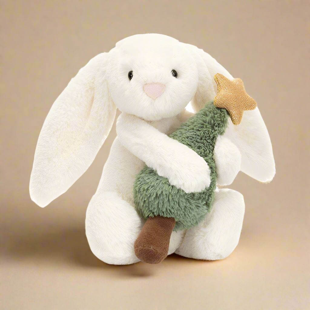 Jellycat Bashful - Bunny with Christmas Tree Soft Toy Jellycat 