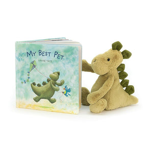 Jellycat Bashful - Dino Original + My Best Pet Book Bundle