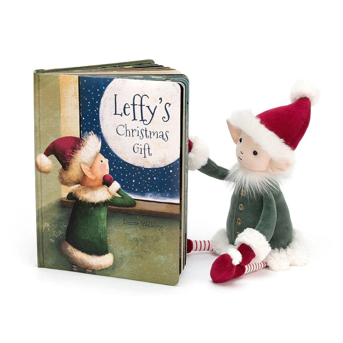 Jellycat - Leffy's Christmas Gift Book and Leffy Elf Medium Bundle Jellycat 