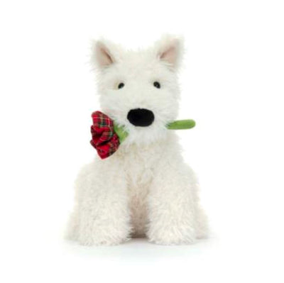Jellycat - Munro Dog Holding Rose Soft Toy Jellycat 