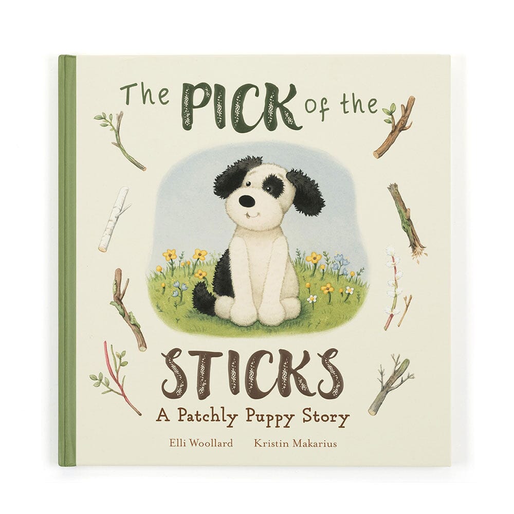 Jellycat The Pick of the Sticks Book and Bashful Black & Cream Puppy Original Bundle Jellycat 