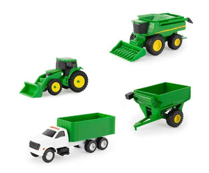 John Deere - 4 Piece CNP Vehicle Carded Set - Grain Truck/Trailer/Harvester/Tractor with Loader