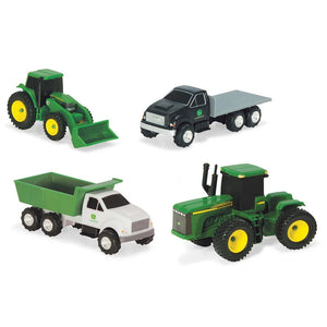 John Deere - 4 Piece CNP Vehicle Carded Set - Tractor/Tractor w Loader/DumpTruck/Flatbed Truck