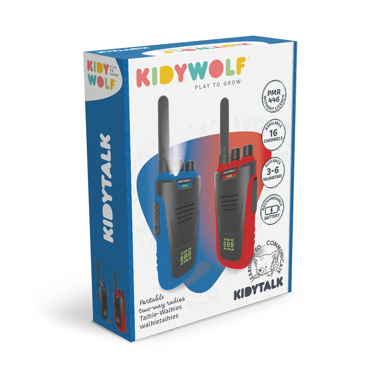 Kidywolf - Kidytalk Long Range Walkie Talkie | Blue/Red Walkie Talkie Kidywolf 