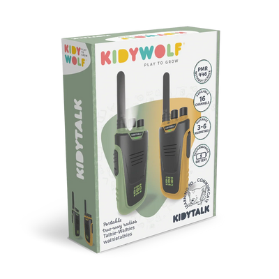 Kidywolf - Kidytalk Long Range Walkie Talkie | Green/Orange Walkie Talkie Kidywolf 