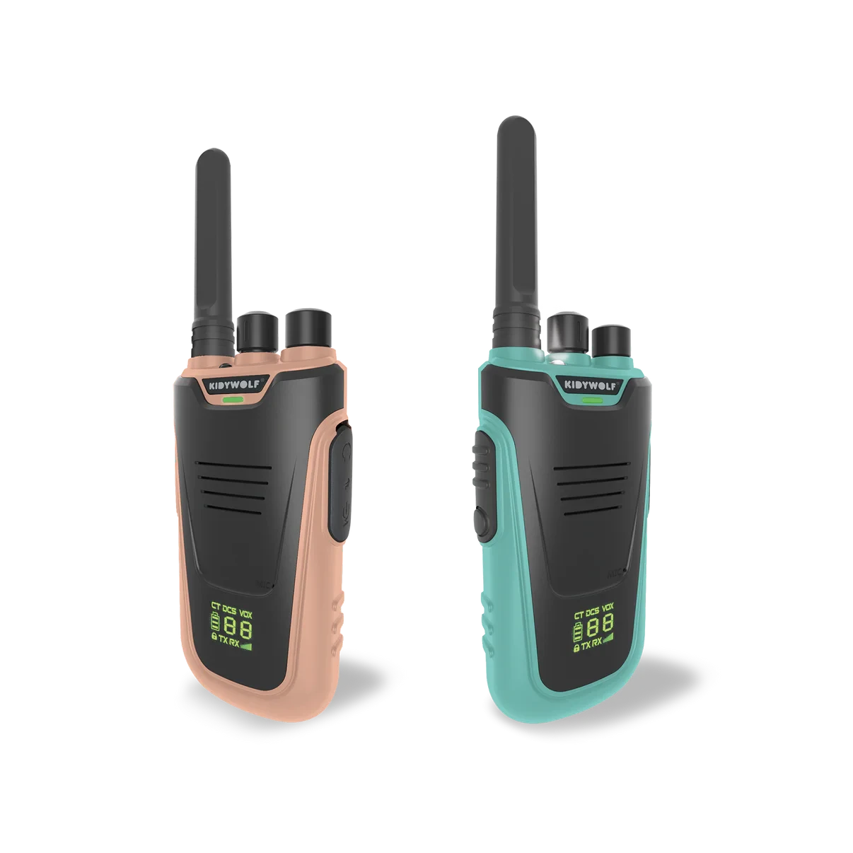 Kidywolf - Kidytalk Long Range Walkie Talkie | Natural/Cyan Walkie Talkie Kidywolf 