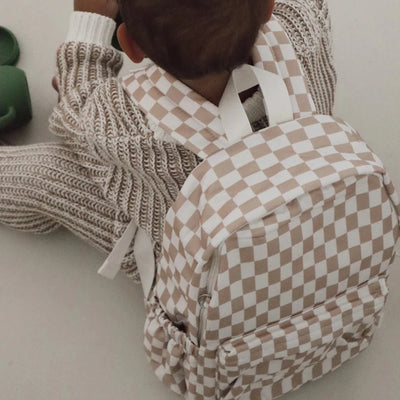 Kinnder - Kindy/School Junior Backpack | Caramel Check Mealtime Kinnder 