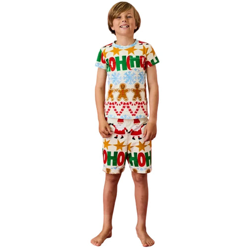 Kip & Co - Organic Cotton Short Sleeve Tee & Short Pyjama Set | Festive Garland