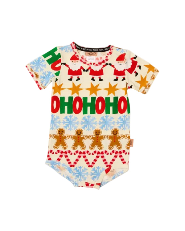 Kip & Co - Organic Short Sleeve Romper | Festive Garland Romper Kip & Co 