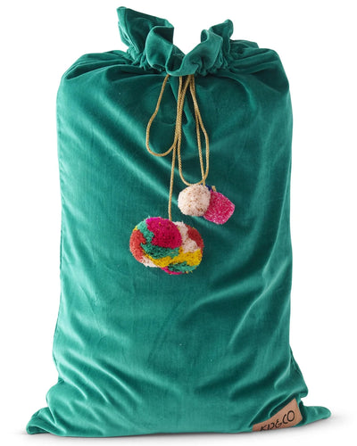 Kip & Co Velvet Santa Sack - Jade Green Santa Sack Kip & Co 