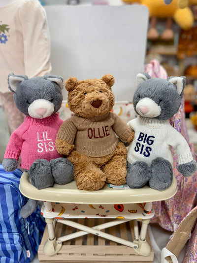 Knitted Jumper Biscuit - With Optional Personalised Name | Fits Medium Bashful Jellycat (JUMPER ONLY) Cherrie Baby Boutique 