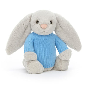 Knitted Jumper Blue - With Optional Personalised Name | Fits Medium Bashful Jellycat (JUMPER ONLY)