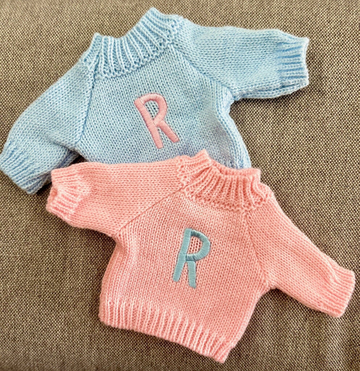 Knitted Jumper Blue - With Optional Personalised Name | Fits Medium Soft Toy (JUMPER ONLY) Cherrie Baby Boutique 