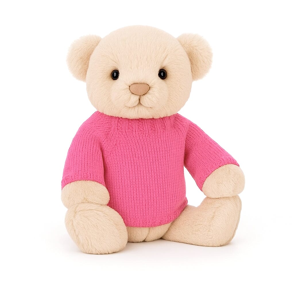 Knitted Jumper Candy Pink - With Optional Personalised Name | Fits Medium Soft Toy (JUMPER ONLY) Cherrie Baby Boutique 