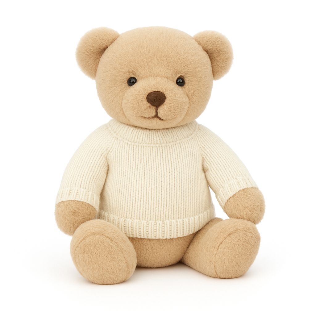 Knitted Jumper Cream - With Optional Personalised Name | Fits Medium Soft Toy (JUMPER ONLY) Cherrie Baby Boutique 