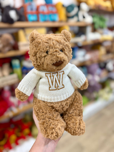 Knitted Jumper Cream - With Personalised Varsity Initial | Fits Medium Bashful Jellycat (JUMPER ONLY) Cherrie Baby Boutique 