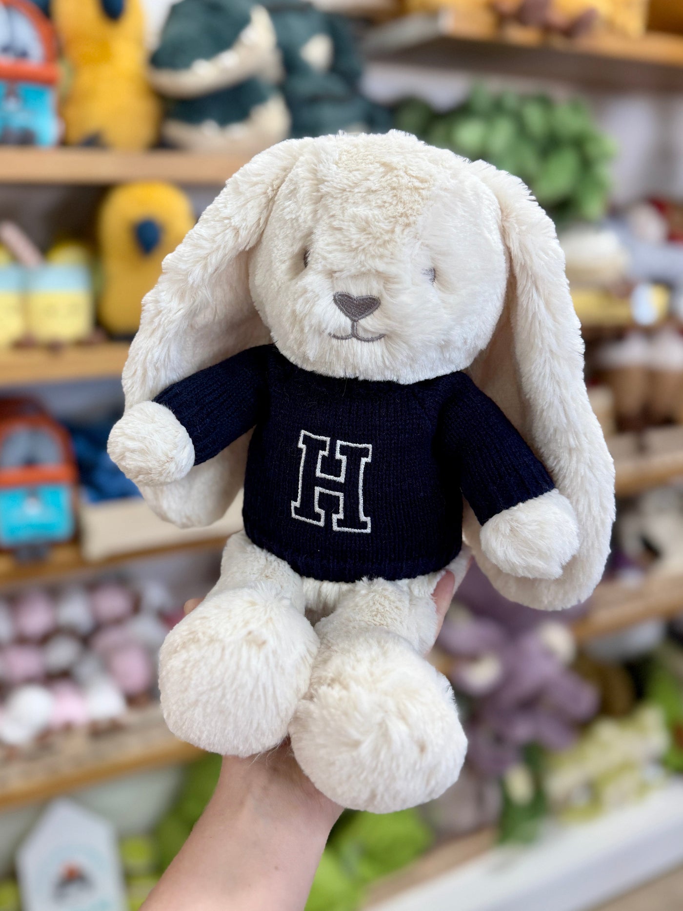 Knitted Jumper Navy - With Personalised Varsity Initial | Fits Medium Bashful Jellycat (JUMPER ONLY) Cherrie Baby Boutique 