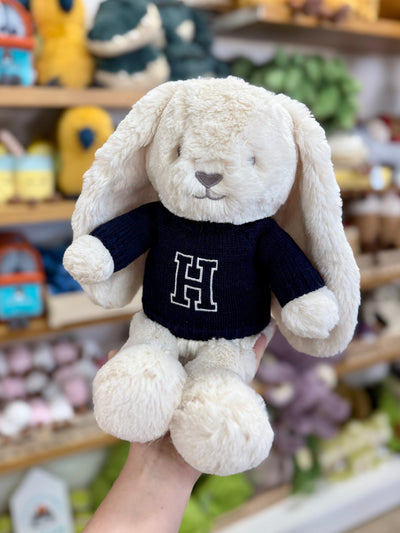 Knitted Jumper Navy - With Personalised Varsity Initial | Fits Medium Bashful Jellycat (JUMPER ONLY) Cherrie Baby Boutique 